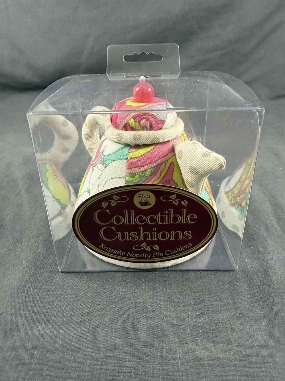 Dritz Collectible Keepsake Novelty Pin Cushion, TeaPot Shape, Multicolor Floral